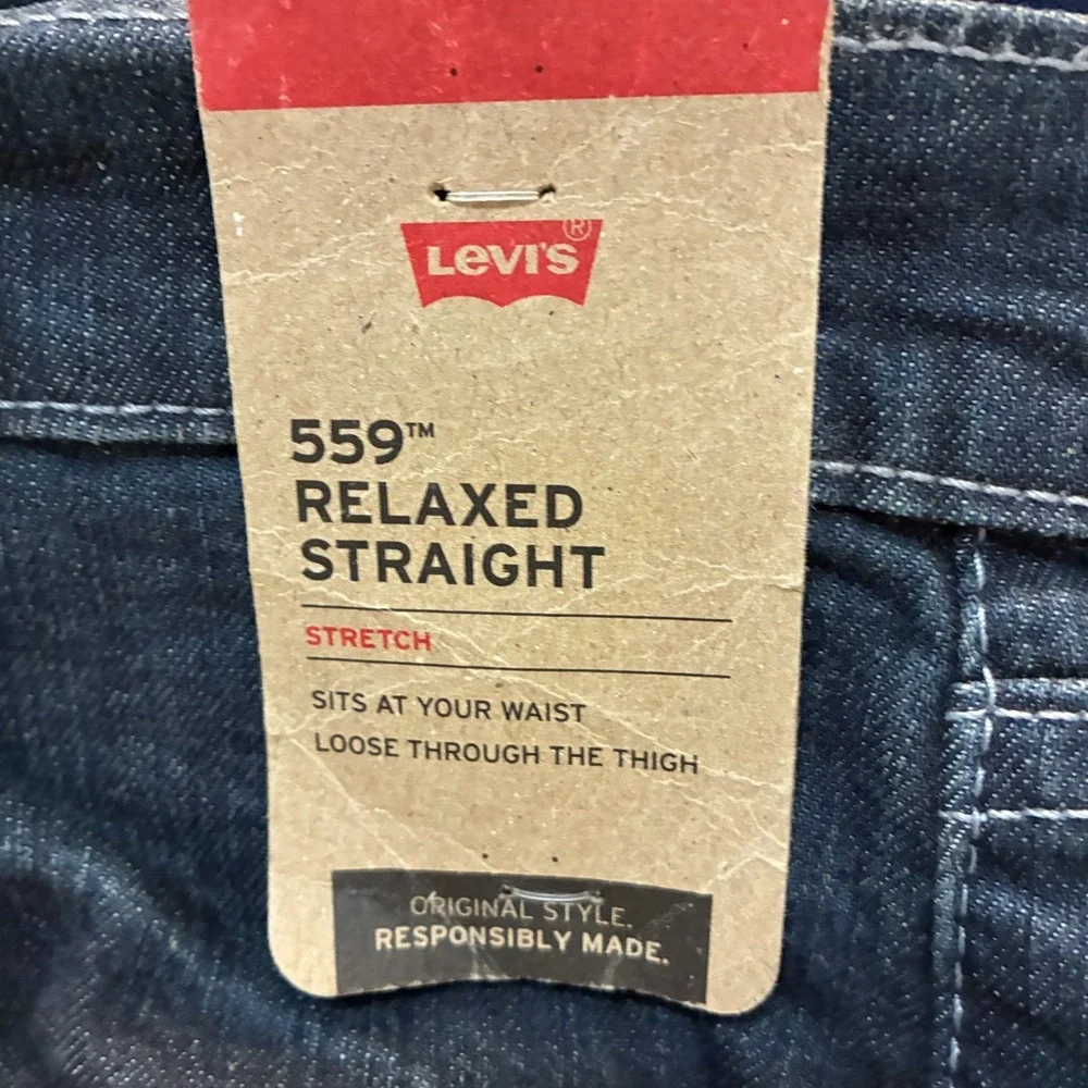 NWT Levis 559 Relaxed Straight Jeans Mens 48x30 Dark Wash Denim Casual Work Pant